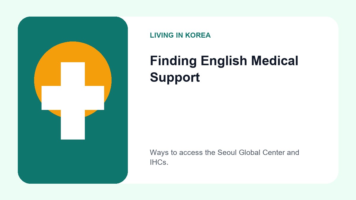A flow chart showing the path from the Seoul Global Center to International Healthcare Centers and interpretation services.