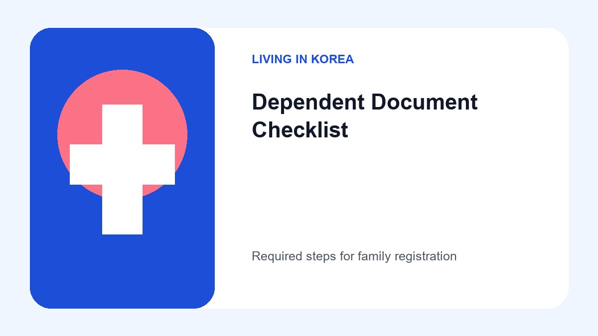A checklist graphic showing the flow from obtaining home-country documents to Apostille, translation, and NHIS submission.
