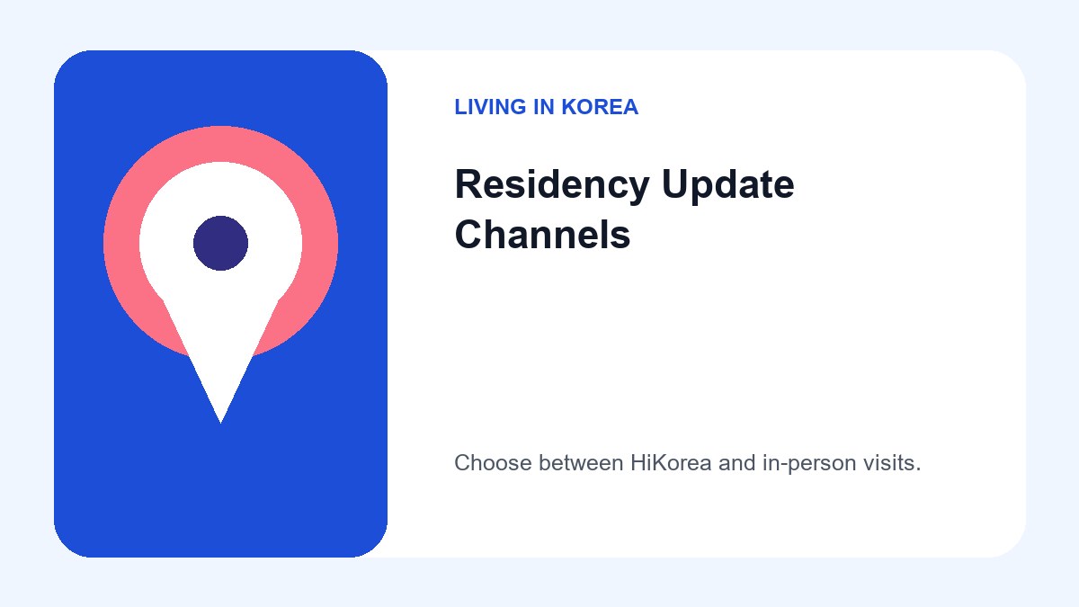 Foreign Residency Registration and Updates in Korea: A Guide 3 A flow chart showing the options for reporting residency changes via the HiKorea website, immigration offices, or local community centers.