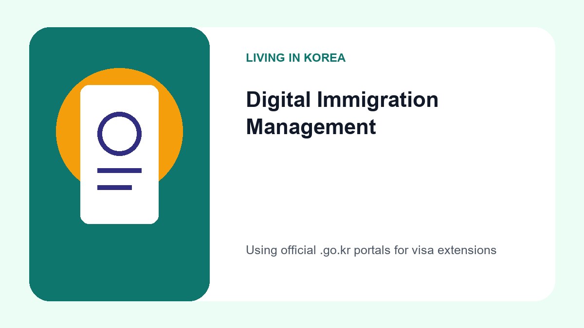 Essential Information for Foreign Residents in South Korea Guide 2 A conceptual illustration showing a laptop and smartphone accessing an official Korean government immigration website