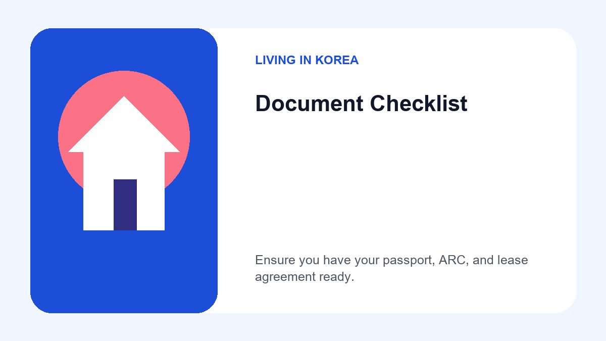 How to Report Change of Address for Foreigners in Korea: 2026 Guide 3 An icon-based checklist showing a passport, an Alien Registration Card, and a rental contract document.
