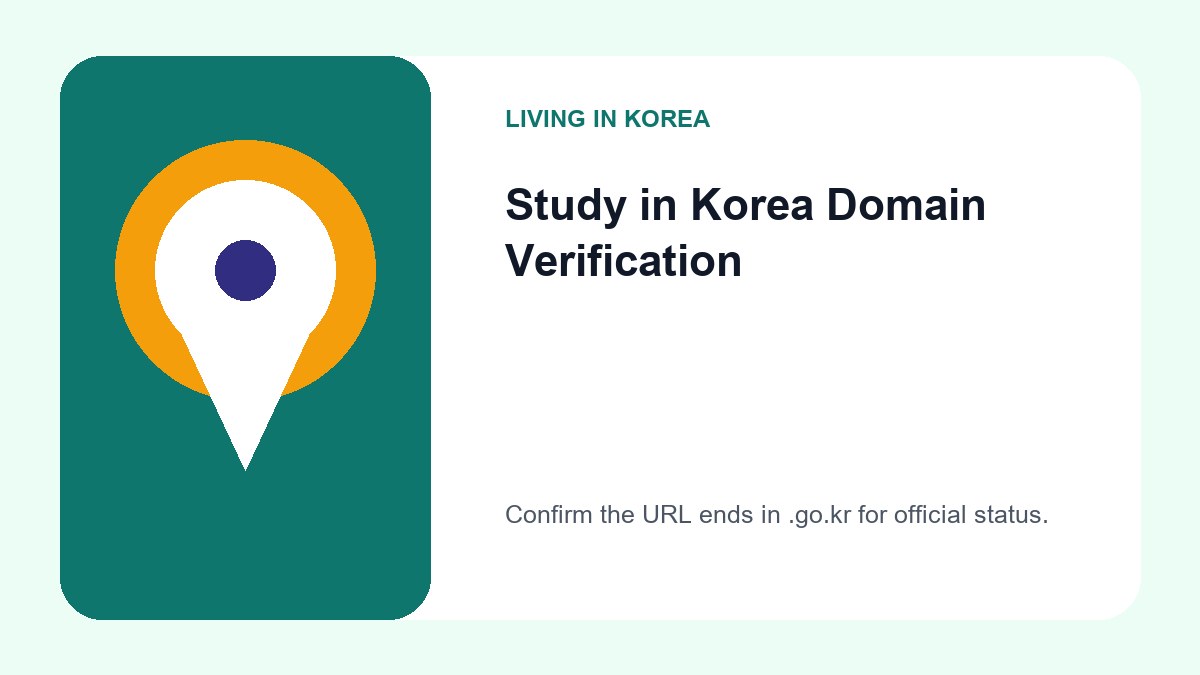 A close-up of a browser address bar showing the studyinkorea.go.kr URL, highlighting the .go.kr extension as the indicator of government authority.